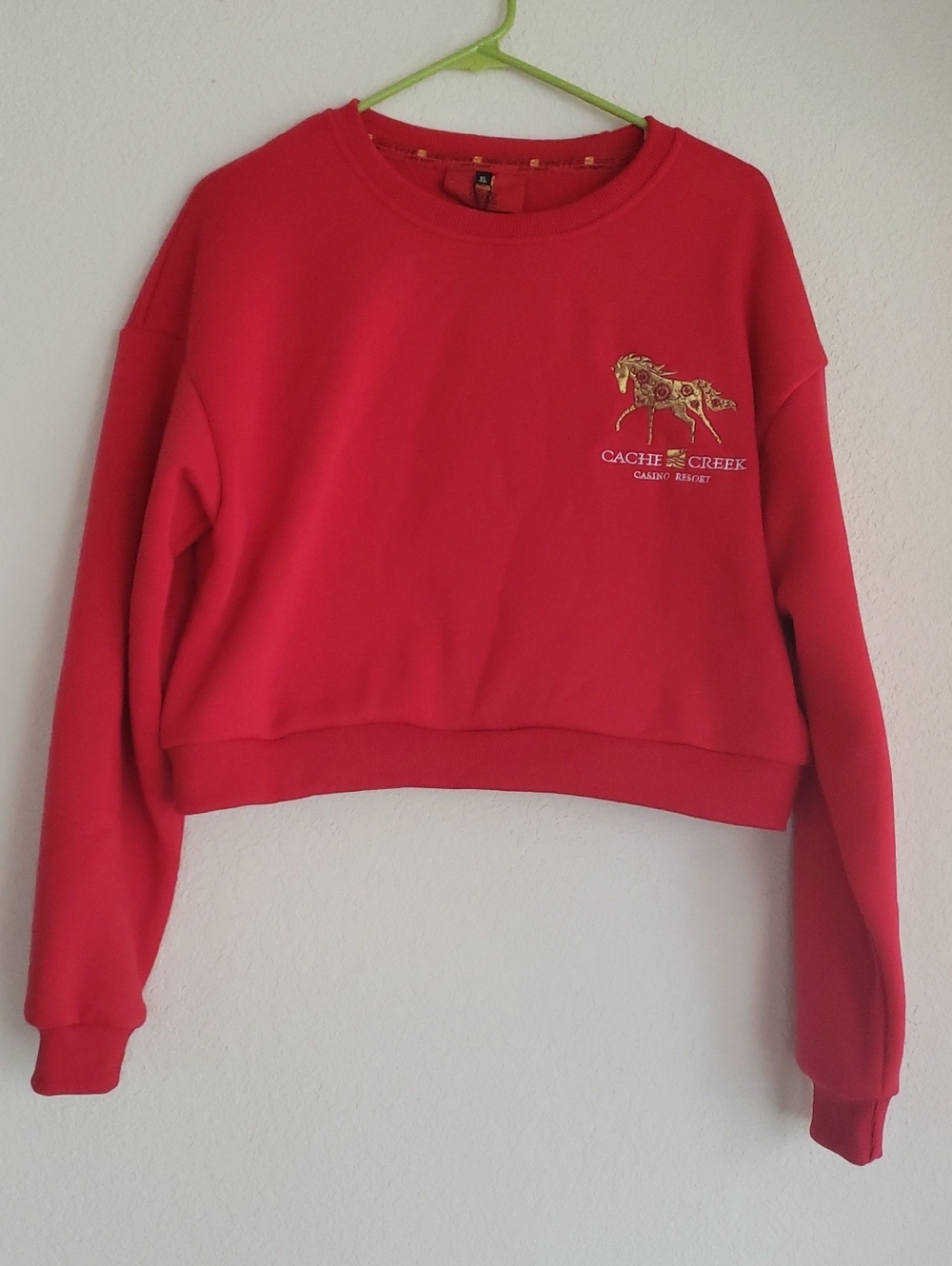 Cache Creek Red Cropped Sweatshirt with Embroidered Horse - NWT